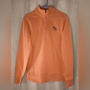 OUTTA TOWN WOMENS SIZE XS LONG-SLEEVE ORANGE AND NAVY BLUE SWEATER